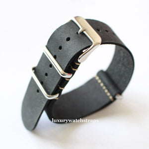 Black leather Nato strap.