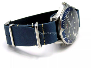 Handmade Black / Brown/ Tan / Green Blue leather Nato watch strap for Rolex Submariner GMT Daytona watches