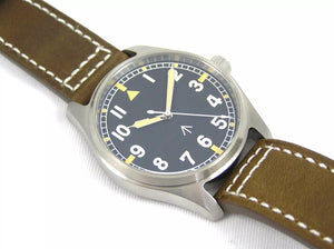 MILITARY BROADARROW WATCH WITH JAPANESE AUTOMATIC MOVEMENT THICK LEATHER STRAP