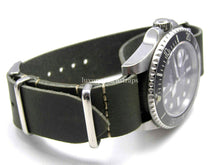 Load image into Gallery viewer, Green leather NATO watch strap for all watches
