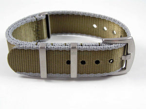 Dense Twill Premium NATO watch strap for ALL 20mm watches olive with grey edge