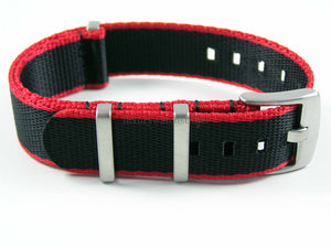 Dense Twill Premium NATO watch strap for ALL 20mm watches black with red edge