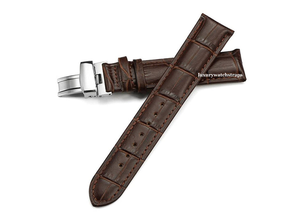 brown leather brown stitching watch strap for Rolex 20mm Watches.