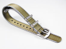 Load image into Gallery viewer, Dense Twill Premium NATO watch strap for ALL 20mm watches Olive Green with grey Edge
