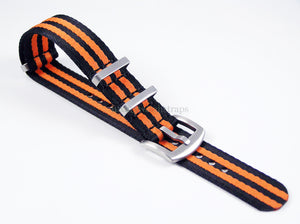 Dense Twill Premium NATO watch strap for ALL 20mm watches orange and black