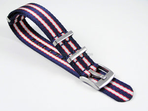 Dense Twill Premium NATO watch strap for ALL 20mm watches red white and blue